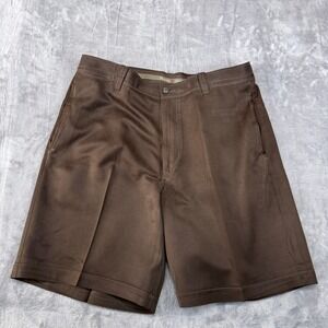 Tommy Bahama Mens 34 Brown 100% Silk Flat Front Casual Walking Shorts Espresso